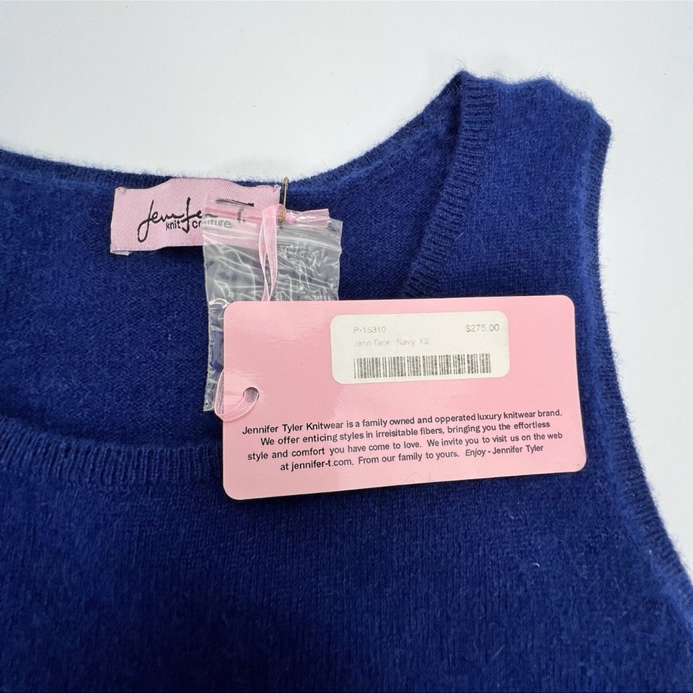 Jennifer Tyler 100% Cashmere Knit Tank Top Women’s XS Couture Navy Blue NWT - Picture 13 of 14